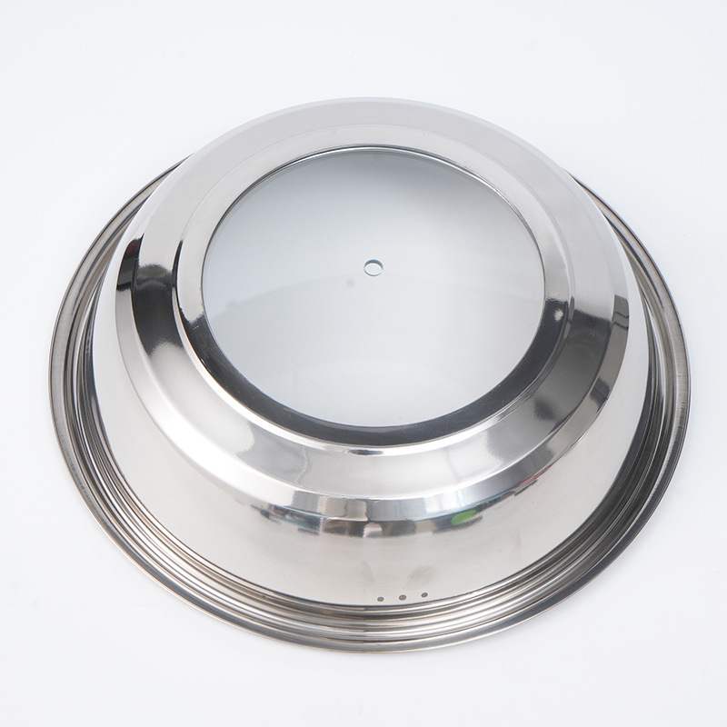 Capac de oală din oțel inoxidabil, geam securizat (tempered), 24–40 cm, înălțime suplimentară și grosime, transparent, pentru uz casnic