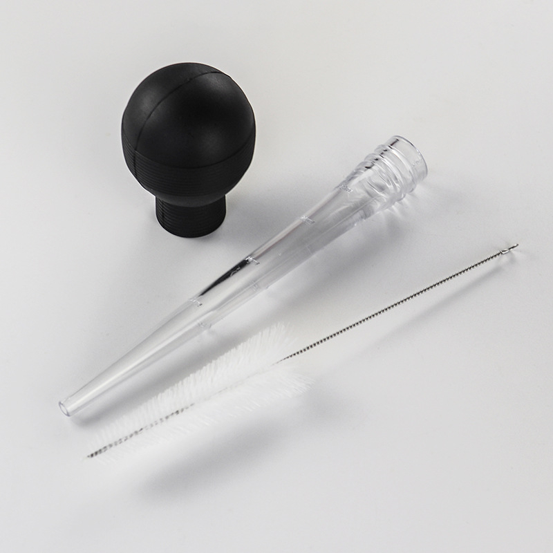 Kit de injectare pentru curcan cu ac pentru grătar, tub de picurare pentru condimente și perie de curățare