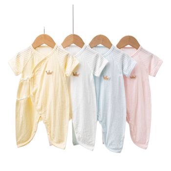 Combinezon din bumbac pentru bebeluși, vară, cu șnur lateral în formă de fluture, unisex