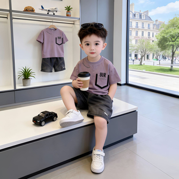 Set de vară pentru băieți, două piese, stil street coreean, tricou cu mânecă scurtă