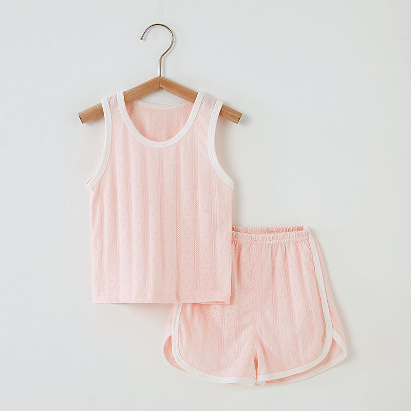 Set bebeluș din două piese: top fără mâneci și pantaloni scurți, din bumbac, respirabil, vară, pentru 1–3 ani (80–100 cm)