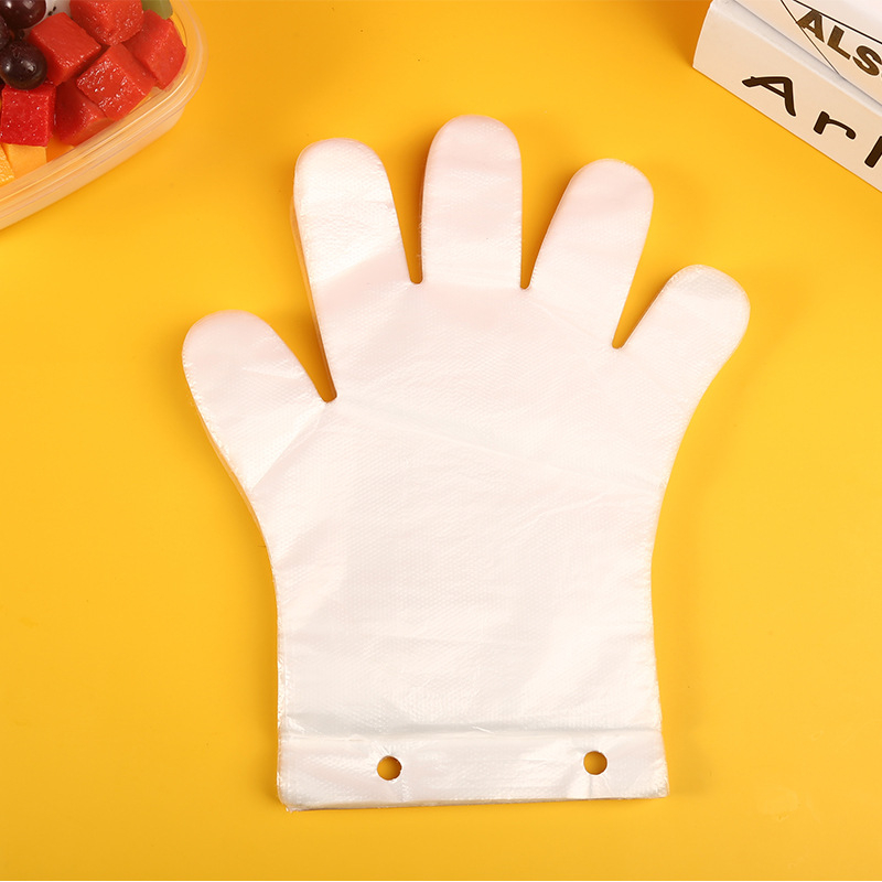 Mănuși de unică folosință transparente, mai groase, cu orificiu pentru agățare, din folie plastică pentru catering și înfrumusețare