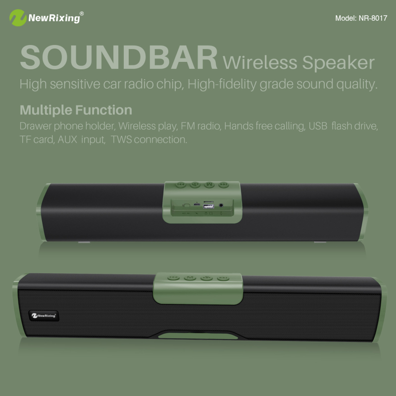 Difuzor Bluetooth portabil, montat pe suport, cu slot microSD și subwoofer mini