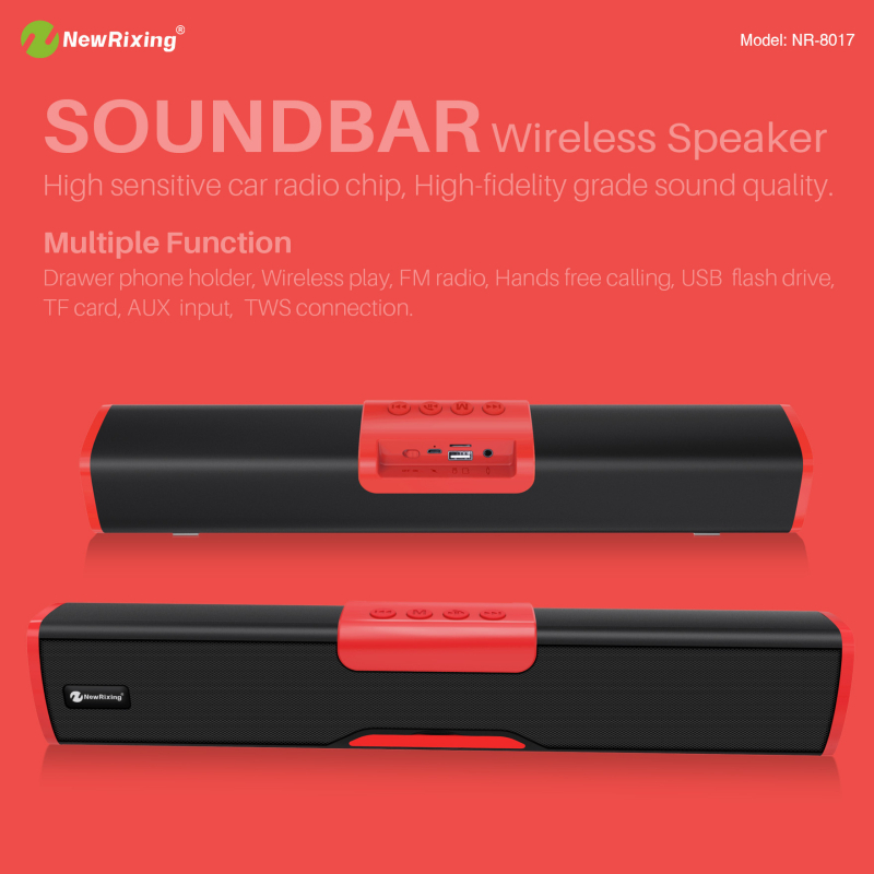 Difuzor Bluetooth portabil, montat pe suport, cu slot microSD și subwoofer mini
