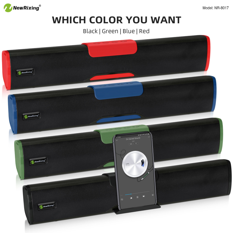 Difuzor Bluetooth portabil, montat pe suport, cu slot microSD și subwoofer mini