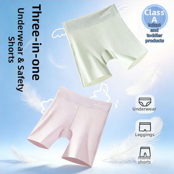 Pantaloni de siguranță pentru fete, din material ice-silk, lenjerie pentru copii anti-expoziție, pantaloni de bază 3-in-1 pentru fetițe de talie medie și mare, vară