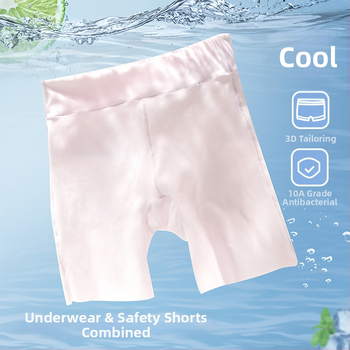 Pantaloni de siguranță pentru fete, din material ice-silk, lenjerie pentru copii anti-expoziție, pantaloni de bază 3-in-1 pentru fetițe de talie medie și mare, vară