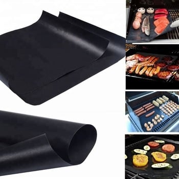 Covoraș antiaderent pentru grătar, acoperire PTFE pe fibră de sticlă, negru, pătrat, 0.1–0.2 mm, rezistent la temperaturi înalte