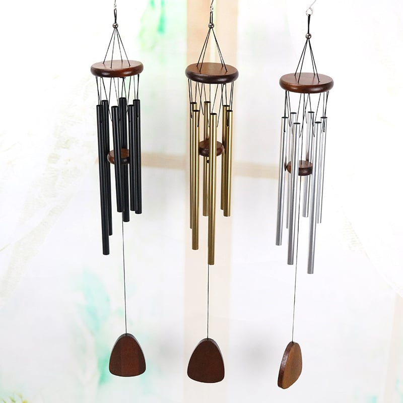 G-608 Pandantiv clopot metalic cu 6 tuburi din aluminiu, decor pentru balcon și curte, cadou creativ pentru sărbători