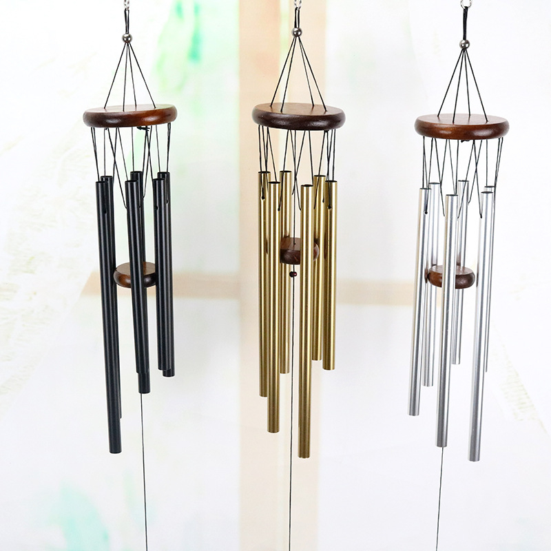 G-608 Pandantiv clopot metalic cu 6 tuburi din aluminiu, decor pentru balcon și curte, cadou creativ pentru sărbători