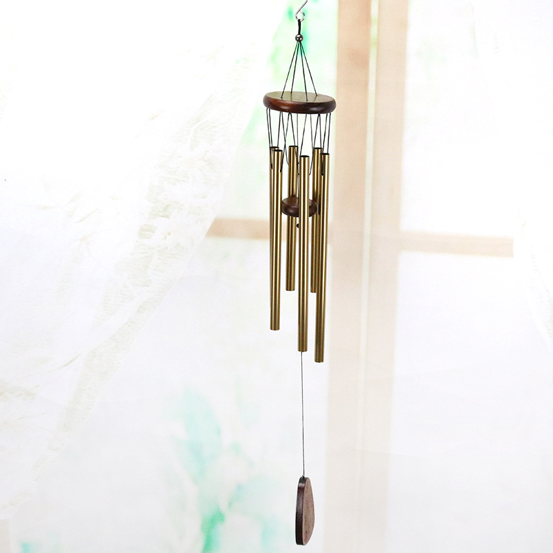 G-608 Pandantiv clopot metalic cu 6 tuburi din aluminiu, decor pentru balcon și curte, cadou creativ pentru sărbători