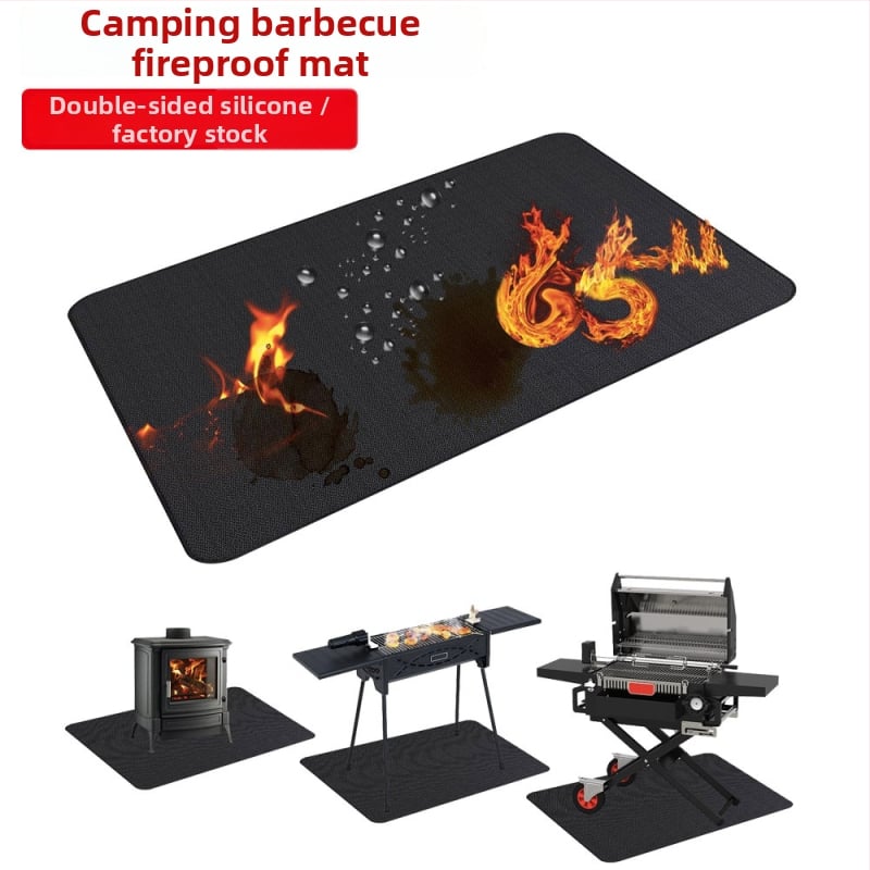 Covoraș din silicon pentru BBQ, trei straturi, dreptunghiular, pentru terasă/deck, rezistent la foc