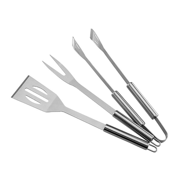 Set de unelte din oțel inoxidabil pentru grătar în aer liber, 3 piese, portabil pentru uz casnic