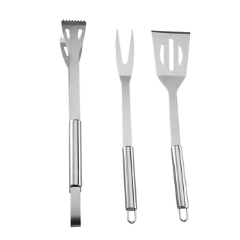 Set de unelte din oțel inoxidabil pentru grătar în aer liber, 3 piese, portabil pentru uz casnic