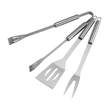 Set de unelte din oțel inoxidabil pentru grătar în aer liber, 3 piese, portabil pentru uz casnic