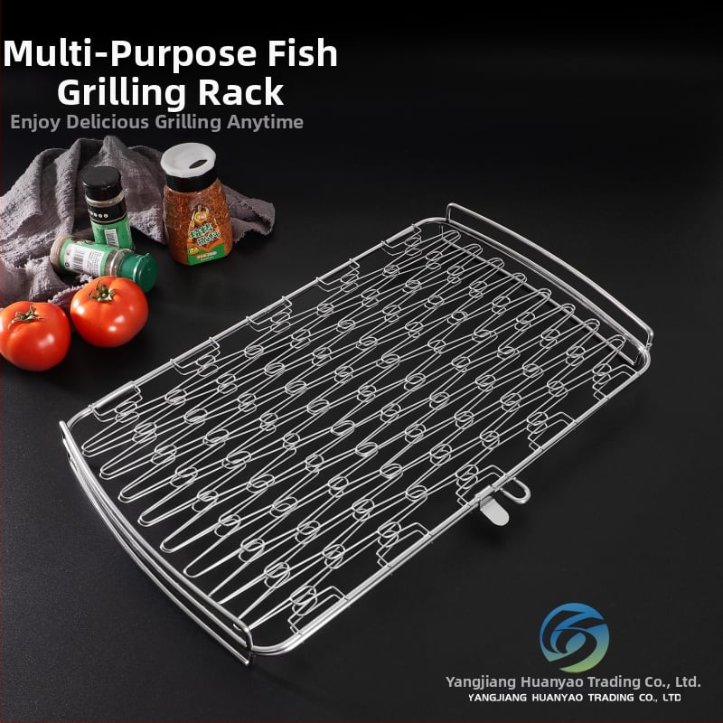 Clește pentru grătar din oțel inoxidabil, multifuncțional cu plasă densă pentru carne și legume, instrument BBQ și frigărui