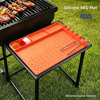 Covoraș din silicon pentru uneltele de barbecue, protecție pentru grătar, anti-arzuri, antiderapant, ușor de curățat, covoraș negru în stil piatră pentru grătar