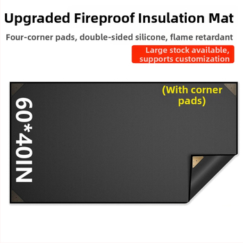 Covoraș din silicon pentru grătar exterior, 60x40 inch, non-rolling, ignifug și rezistent la ulei, pentru terasă și gazon, suport termic rezistent la căldură.