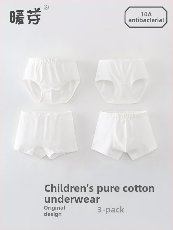 Chiloți boxeri pentru copii din bumbac, albi, unisex, clasă A, 3-8 ani