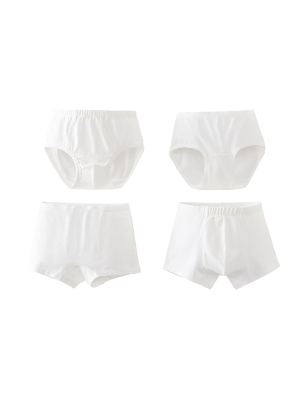 Chiloți boxeri pentru copii din bumbac, albi, unisex, clasă A, 3-8 ani