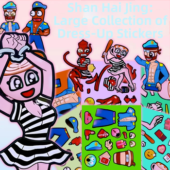 Set de stickere Shanhaijing pentru îmbrăcare – autocolante pentru schimbarea feței, desene animate, colaj autocolant
