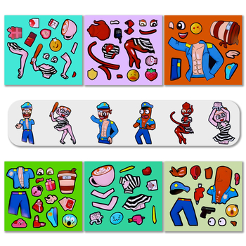 Set de stickere Shanhaijing pentru îmbrăcare – autocolante pentru schimbarea feței, desene animate, colaj autocolant