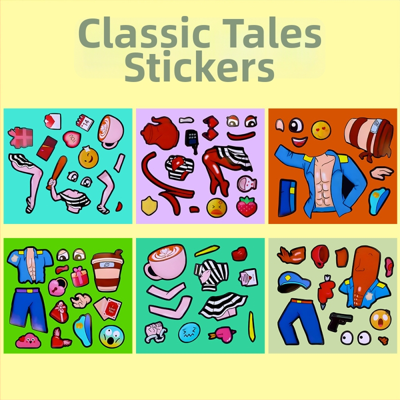 Set de stickere Shanhaijing pentru îmbrăcare – autocolante pentru schimbarea feței, desene animate, colaj autocolant