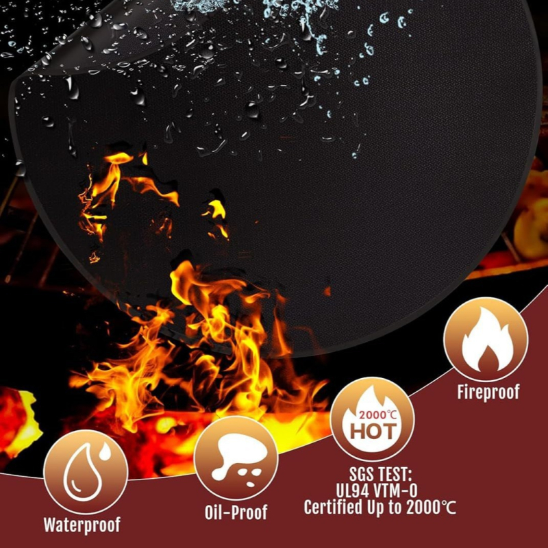 Covoraș BBQ pentru grătar, rezistent la temperaturi înalte, exterior, rezistent la ulei și la flăcări, pentru camping