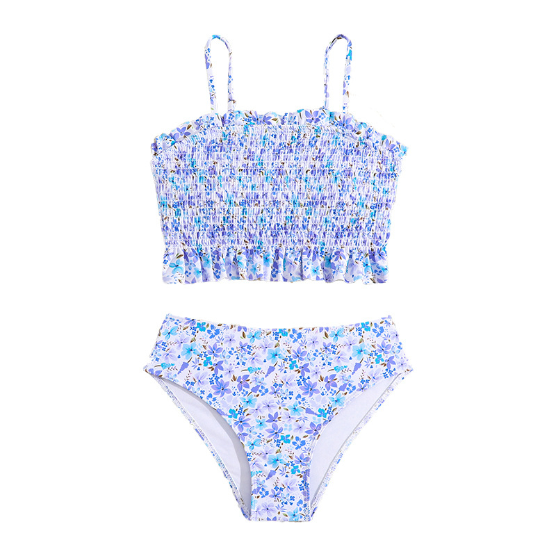 2026 Costum de baie pentru fete, două piese, imprimeu cu bretele