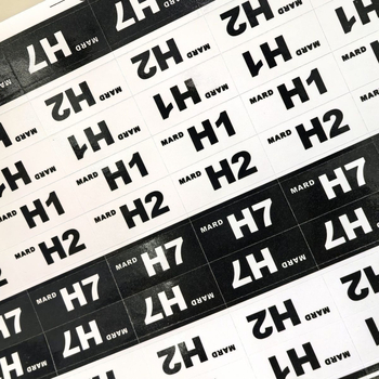 Etichete laminat coduri de culoare pentru mărgele, alb-negru, H1H2H7