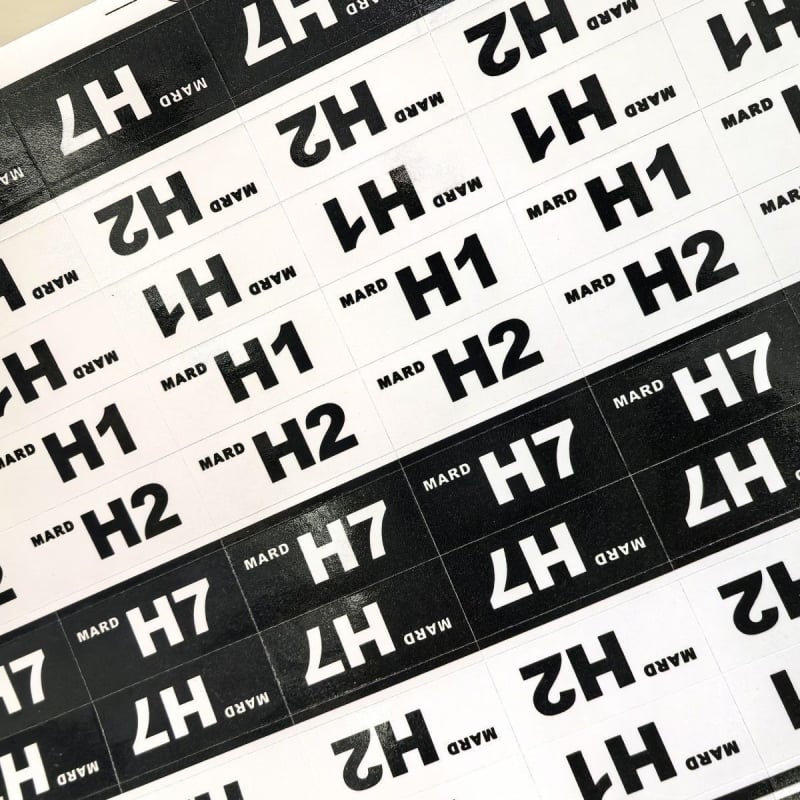 Etichete laminat coduri de culoare pentru mărgele, alb-negru, H1H2H7