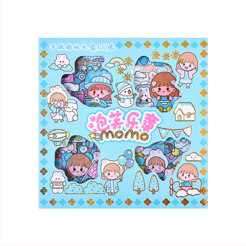 Set de 100 autocolante pentru jurnal, PET transparent, personaje de desene animate, impermeabile, fără reziduuri, decor DIY