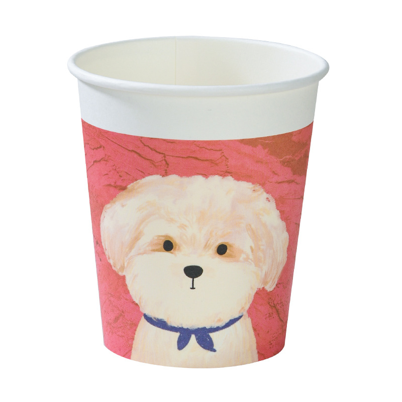 Cupe de hârtie de unică folosință în stil pictură în ulei, cu pui drăguț, 250 ml, grosime mai mare, pentru uz casnic, model cartoon, cutie cu 50 bucăți