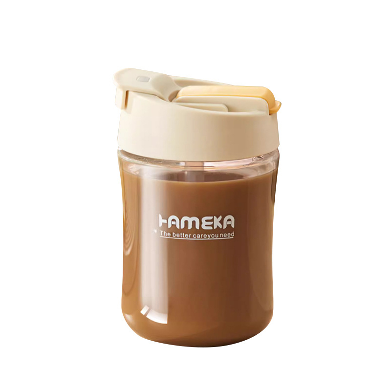 Ceașcă din plastic compactă pentru femei, portabilă, rezistentă la căderi și la temperaturi înalte, cu pai, ceașcă de cafea la modă