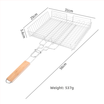 Rețea de grătar 3D cu trei straturi, clemă electroplată pentru grătar, grilă pătrată pentru carne și pește, instrument portabil pentru camping