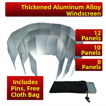Ecran de protecție împotriva vântului din aluminiu, set de 8 panouri, pentru grătar în aer liber, drumeții și camping