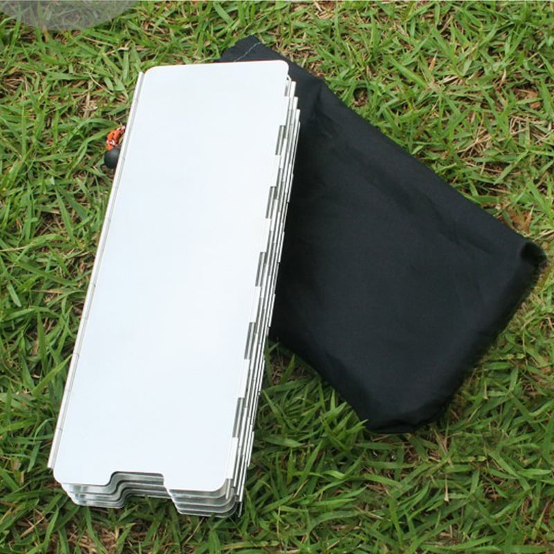 Ecran de protecție împotriva vântului din aluminiu, set de 8 panouri, pentru grătar în aer liber, drumeții și camping