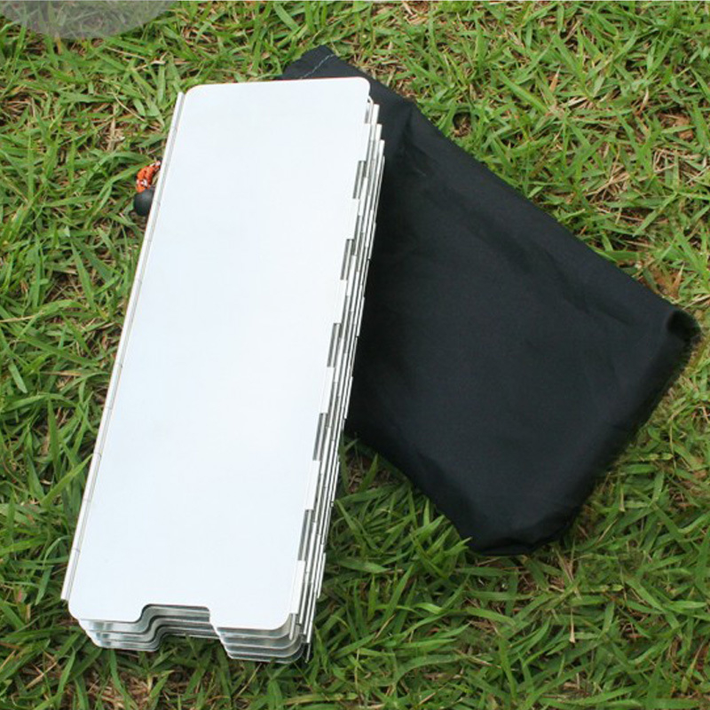 Ecran de protecție împotriva vântului din aluminiu, set de 8 panouri, pentru grătar în aer liber, drumeții și camping