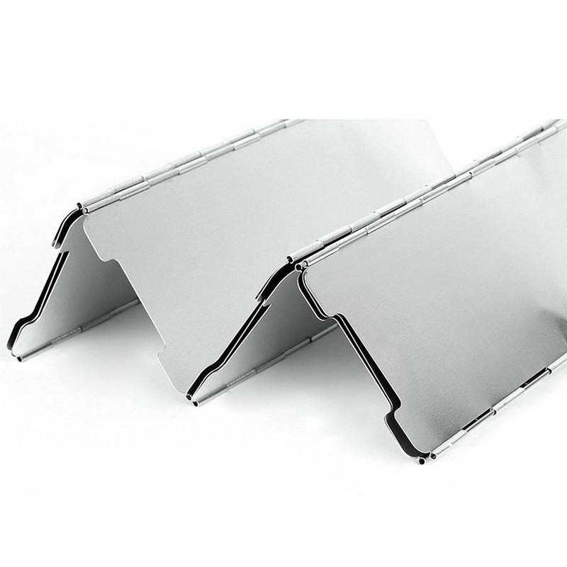 Set de 12 deflectoare de vânt din aluminiu pentru camping în aer liber și grătare