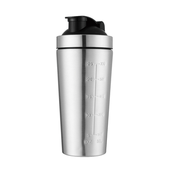 Sticlă shaker din oțel inoxidabil 304, 750 ml, compartiment unic cu scară, mare capacitate, pentru fitness în aer liber
