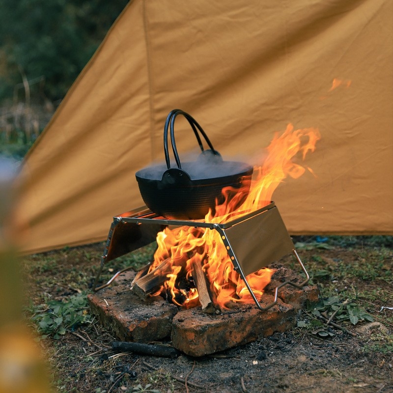 Suport pentru oală de camping rezistent la vânt, din oțel inoxidabil, suport portabil pentru aragaz și grătar