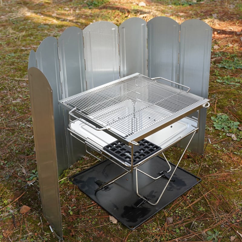 Set de 8 bucăți, paravan din aliaj de zinc pentru camping în aer liber și grătar, rezistent la vânt și ploaie