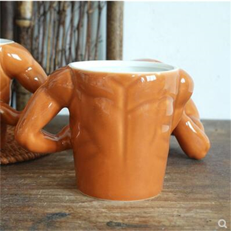 Cană ceramică cu design muscular, capacitate mare, cană de cafea pentru bărbați, design creativ