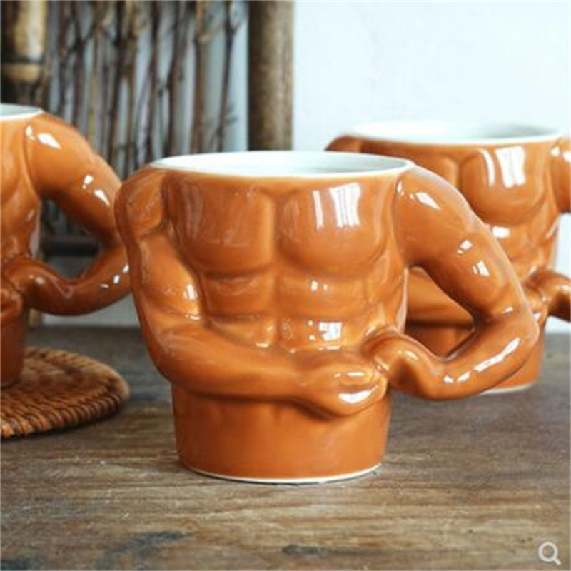 Cană ceramică cu design muscular, capacitate mare, cană de cafea pentru bărbați, design creativ