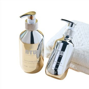 Sticlă de șampon din PET cu acoperire electroplată, recipient dozator pentru loțiune, 200/250/300/500 ml