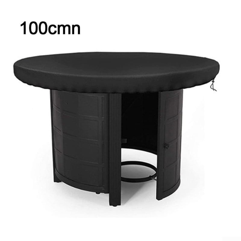 Husă pentru foc de tabără din 420D Oxford, husă rotundă pentru grătar, neagră, rezistentă la vânt și portabilă, diametrul 80/100 cm