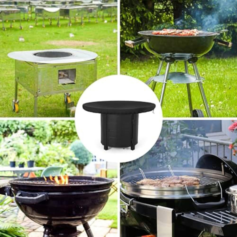 Husă pentru foc de tabără din 420D Oxford, husă rotundă pentru grătar, neagră, rezistentă la vânt și portabilă, diametrul 80/100 cm