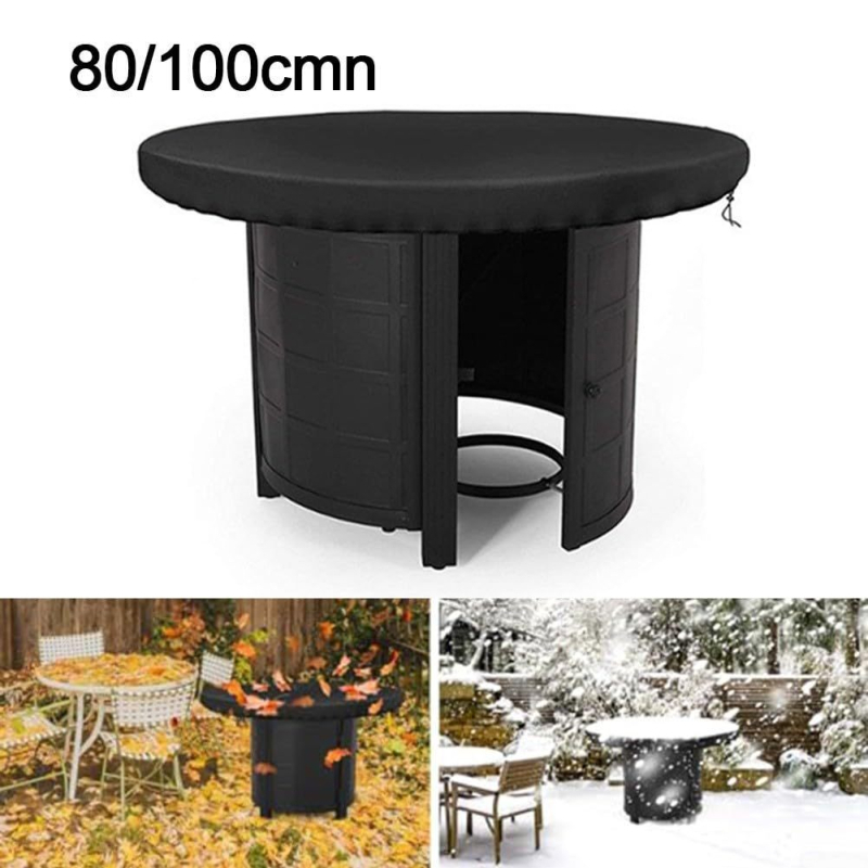 Husă pentru foc de tabără din 420D Oxford, husă rotundă pentru grătar, neagră, rezistentă la vânt și portabilă, diametrul 80/100 cm