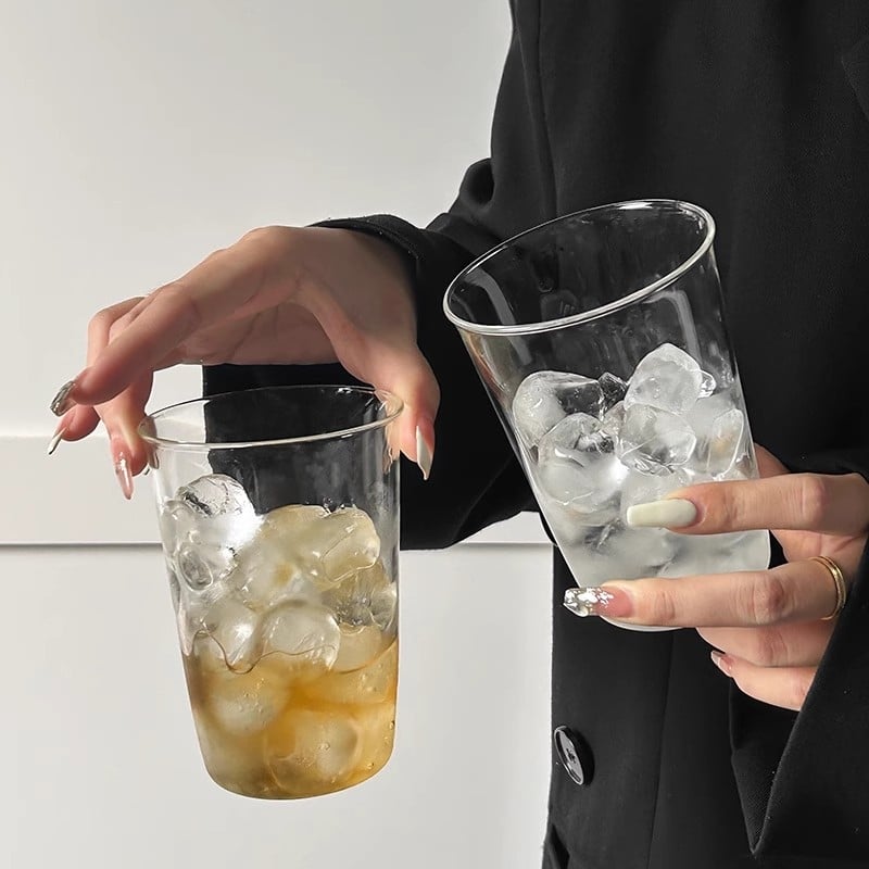 Pahar din sticlă pentru latte cu gheață, borosilikat rezistent la temperaturi, transparent, fără mâner