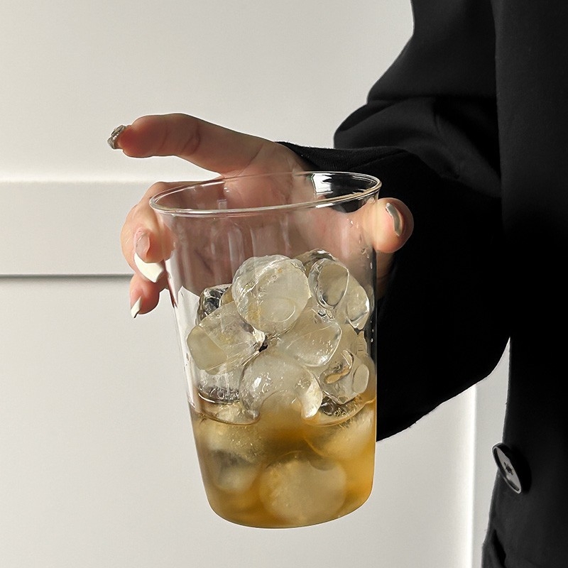 Pahar din sticlă pentru latte cu gheață, borosilikat rezistent la temperaturi, transparent, fără mâner